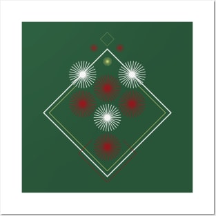christmas Geometric green red abstract Posters and Art